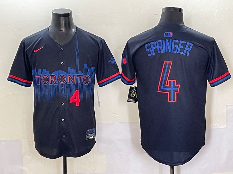 Men 2025 Toronto Blue Jays #4 Springer Black Joint Name Nike MLB Jersey style 3
